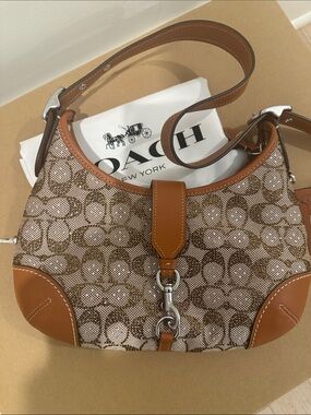 Coach Hampton’s Crystal Signature Jacquard Hobo Bag - Burnished Amber